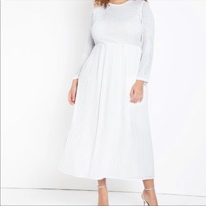 Eloquii white sequin pleated dress size 18